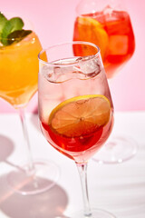 Spritz cocktail set on white table
