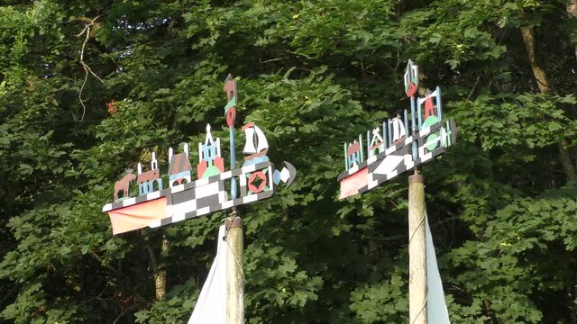 The Famous colorful Wooden carved weather vane in Nida, Lithuania