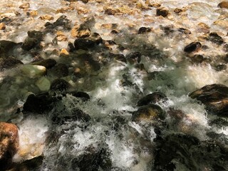 water flowing over rocks