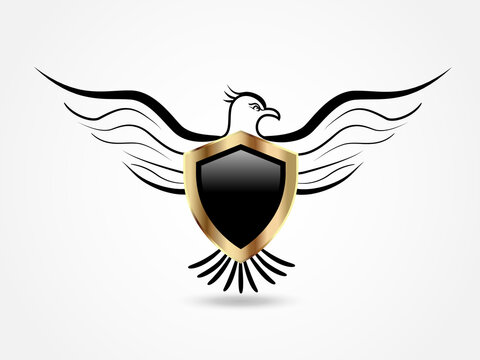 Eagle shield vintage logo vector image