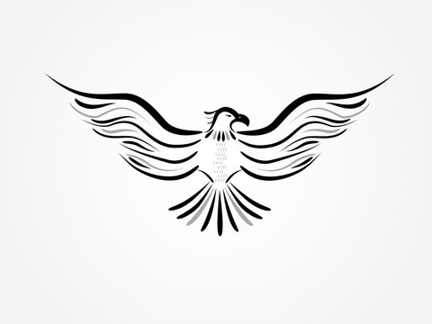 Eagle flying silhouette sketch logo vector image