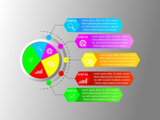 Business data visualization.  Abstract Process chart or graph elements, diagram with step option parts or processes. Vector business template for presentation. Creative concept for infographic.