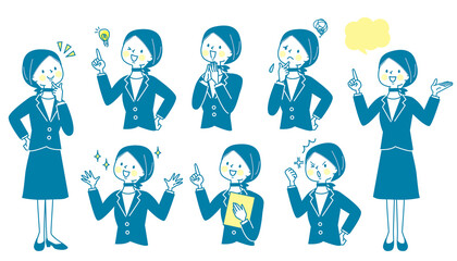 ビジネスウーマンの表情セット	
