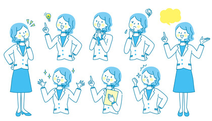 ビジネスウーマンの表情セット	
