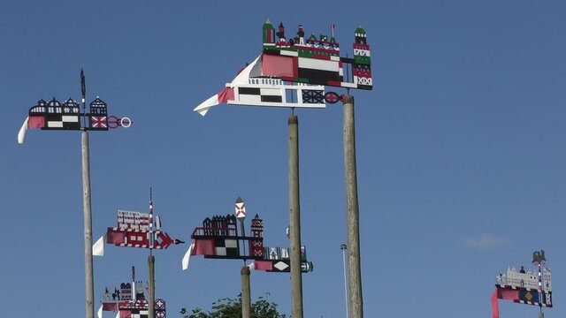 The Famous colorful Wooden carved weather vane in Nida, Lithuania
