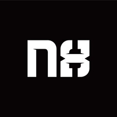 N X letter monogram style initial logo template