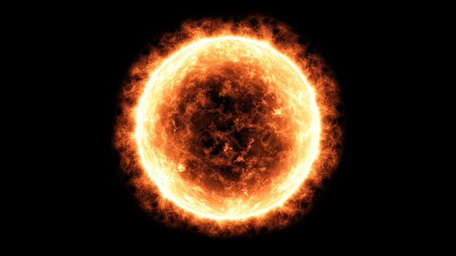 Sun Solar Atmosphere isolated on black background. 3D Render