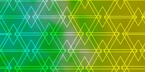 Light Green, Yellow vector background with polygonal style. Illustration with set of colorful triangles. Pattern for booklets, leaflets