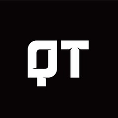 Q T letter monogram style initial logo template