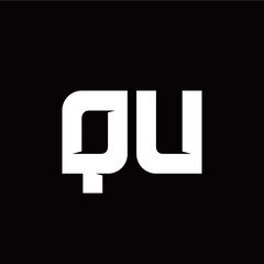 Q U letter monogram style initial logo template