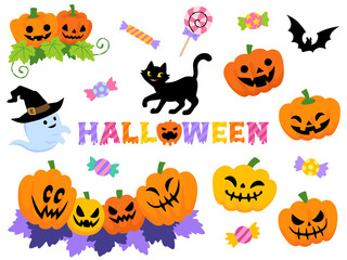 ハロウィンの飾りアイコンセット