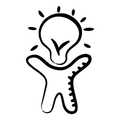 
A design of creative person in modern doodle line style 
