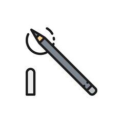 Eyeliner, cosmetic makeup pencil flat color line icon.