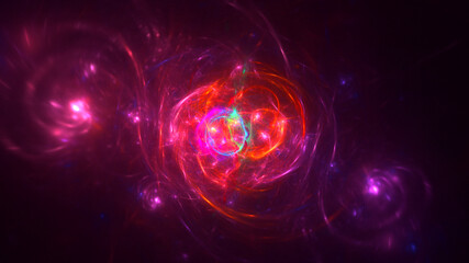 3D rendering abstract multicolor fractal light background