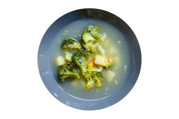 soup broccoli vegetables first course no meat vegan broth serving size vegetarian top view place for text copy space keto or paleo diet food background rustic