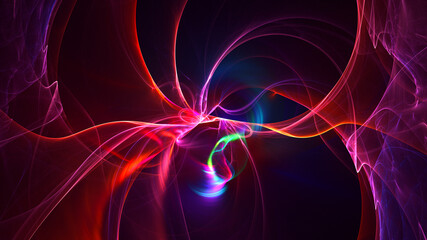 3D rendering abstract multicolor fractal light background
