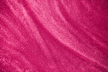 Plakat de-focused. Abstract elegant, detailed pink glitter particles flow underwater. Holiday magic shimmering luxury background. Festive sparkles and lights. 
