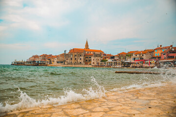 view of umag city in croatia at stormy weather © phpetrunina14