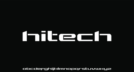 hitech the futuristic modern font alphabet vector set	