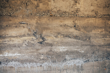 Old wall made of cement and slag mortar with gray cracks. backgrounds