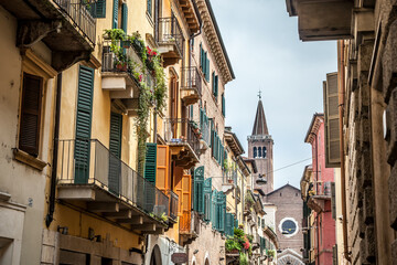 A street in the Italian city of Verona. Veneto, Italy