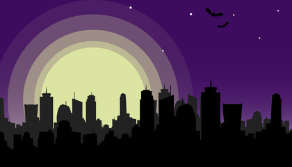 vector illustration of city night concept