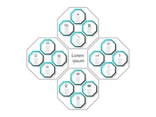Business data visualization.  Abstract Process chart or graph elements, diagram with step option parts or processes. Vector business template for presentation. Creative concept for infographic.