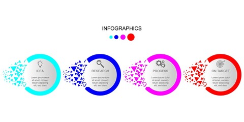 Business data visualization.  Abstract Process chart or graph elements, diagram with step option parts or processes. Vector business template for presentation. Creative concept for infographic.