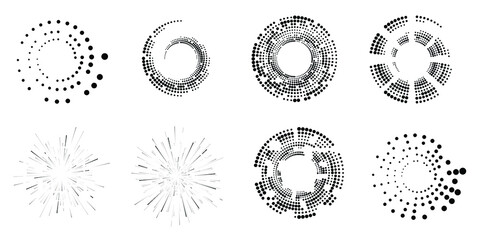 Halftone dots in circle form. round logo . vector dotted frame . design element