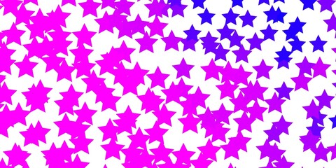 Light Purple, Pink vector background with small and big stars. Shining colorful illustration with small and big stars. Pattern for websites, landing pages.