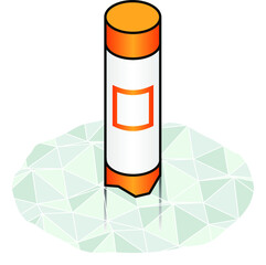 A water way navigation marker/buoy - information, non-regulatory messages. Orange pole with a white band and an orange square symbol.