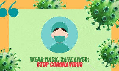 3D Illustration of nurse wearing mask banner for coronavirus