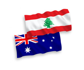 Flags of Australia and Lebanon on a white background