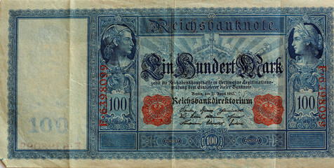 Deutsche Reichsmark Geldschein von 1910