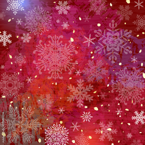 落ち着いた色合いの冬の背景イラスト グラデーションと雪の結晶 Wall Mural Umiberry