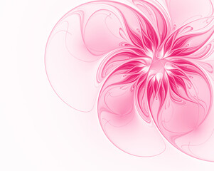 Fractal pink flower on a light background