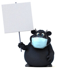 Fun 3D illustration of a bull with a mask