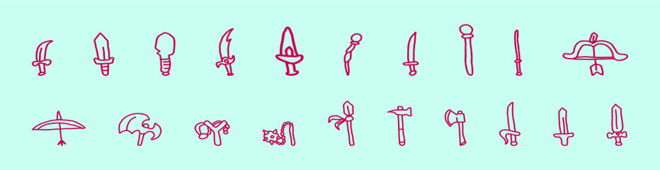 set of weapons cartoon icon design template with various models. vector illustration