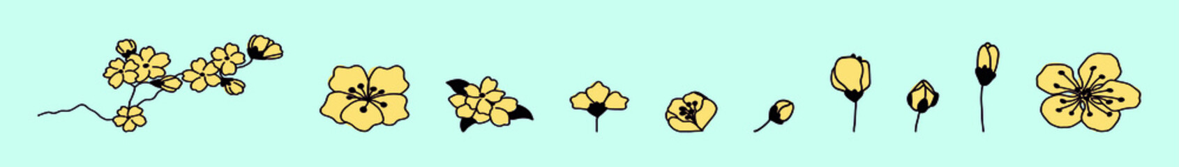 set of cherry blossom cartoon icon design template with various models. vector illustration