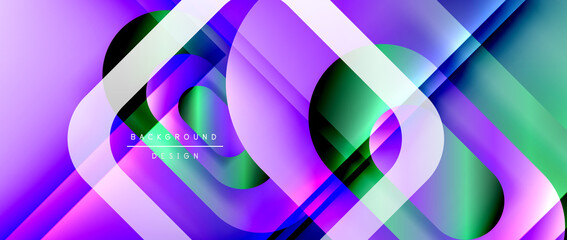 Vector geometric abstract background with lines and modern forms. Fluid gradient with abstract round shapes and shadow and light effects
