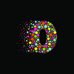 Number 0 in Dispersion Effect, Scattering Circles/Bubbles,Colorful vector	