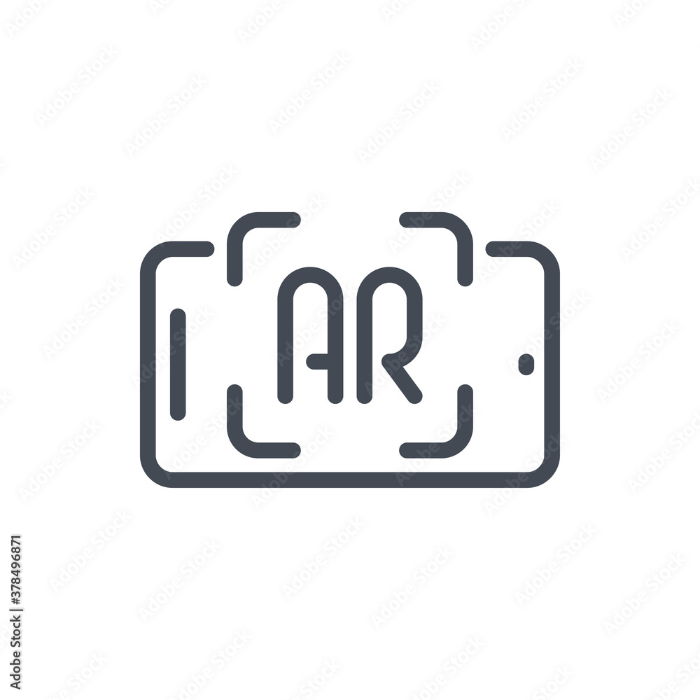 Aufkleber augmented reality line icon. mobile phone with ar scan vector outline sign.