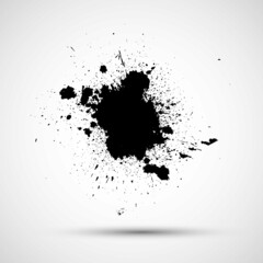 Ink Splash Background . Black Paint Splattered Shape . Grunge texture vector