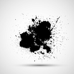 Ink Splash Background . Black Paint Splattered Shape . Grunge texture vector