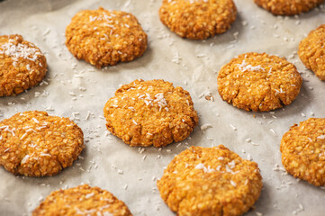 Gluten free millet cookies with coconut flakes.