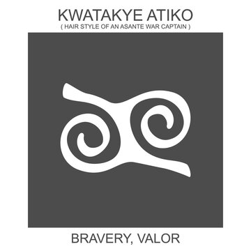 vector icon with african adinkra symbol Kwatakye Atiko. Symbol of bravery and valor