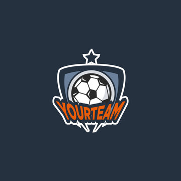 Soccer club emblem. Football badge shield logo, soccer ball team game club elements, Vector Logo Illustration Fit to championship or team