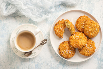 Gluten free millet cookies with coconut flakes.