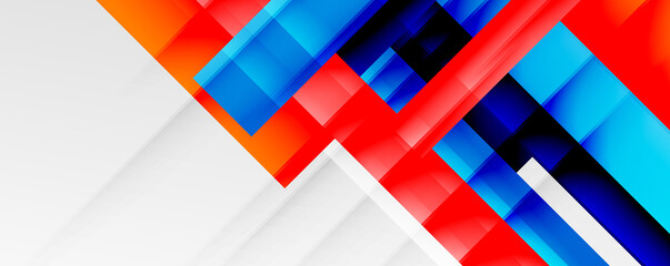 Geometric abstract backgrounds with shadow lines, modern forms, rectangles, squares and fluid gradients. Bright colorful stripes cool backdrops