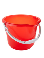 red bucket with white handle